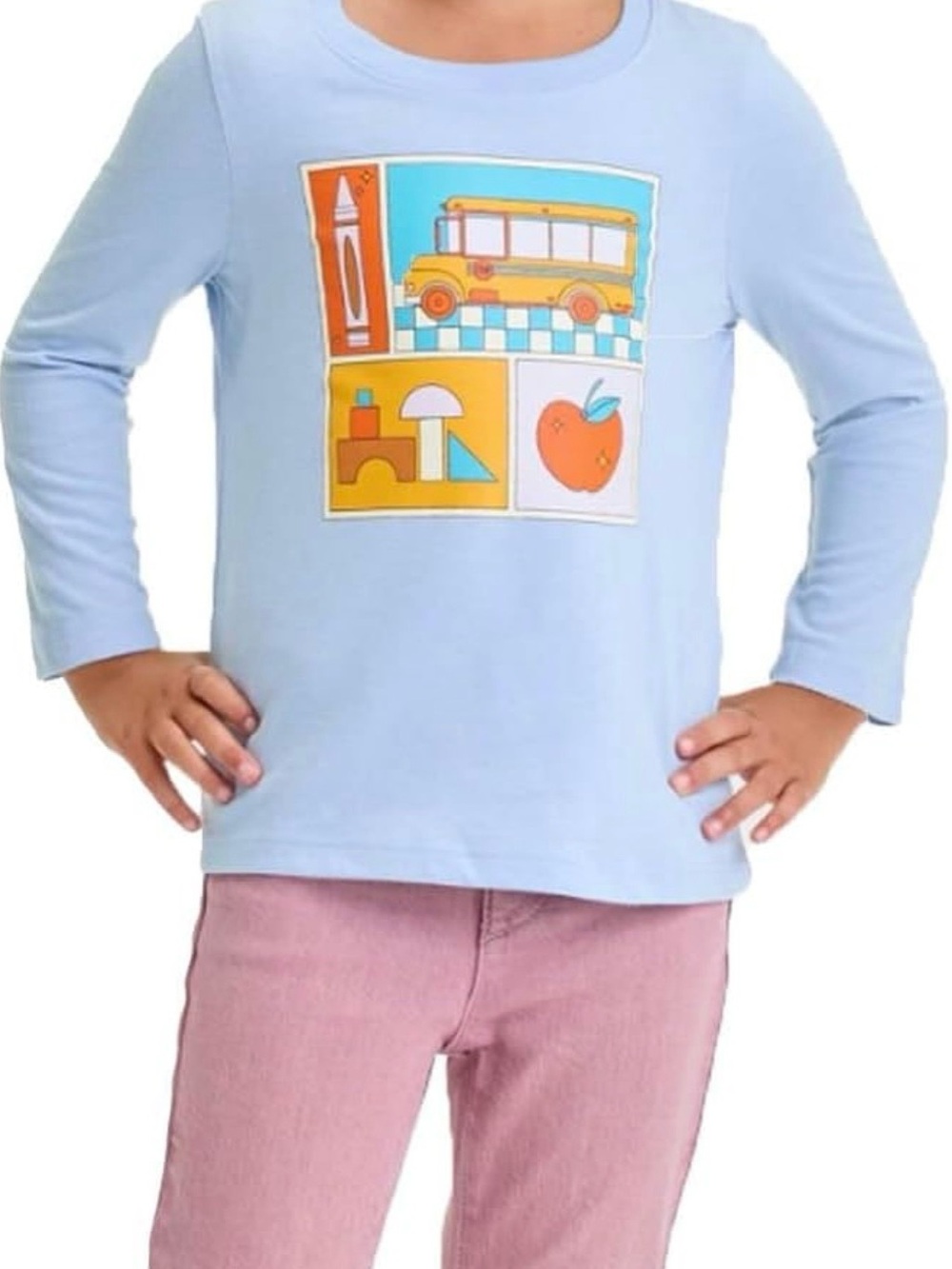 Cat & Jack Light Blue Long-Sleeve School Graphic Tee